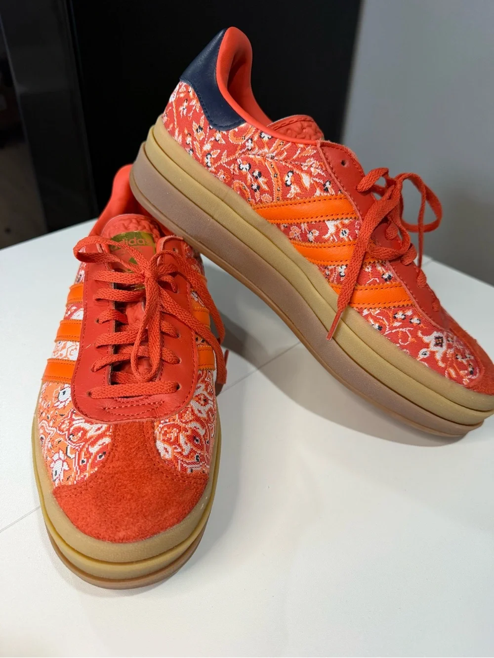 adidas Orange Paisley Low-Top Platform Sneakers - Picture 2 of 5
